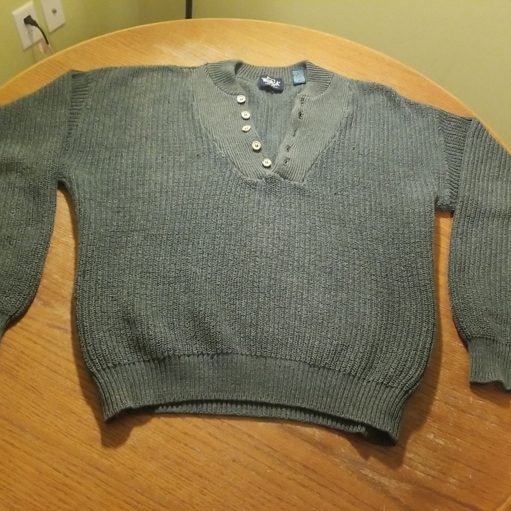 Vintage 90s Woolrich Green Knit XL Fisherman's Sweater